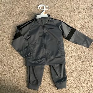 Gray and black toddler adidas track suit 18M